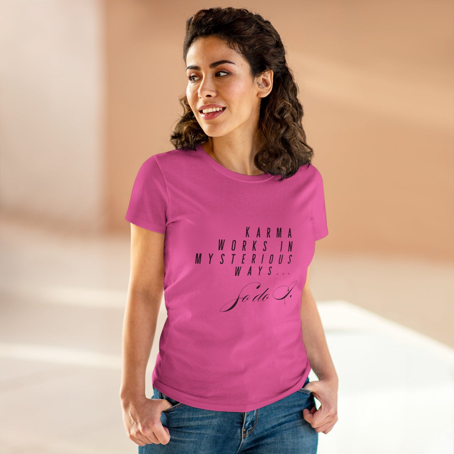 Karma Works Women's Tee, Inspirational Quote T-Shirt, Motivational Gift for Her, Casual Everyday Wear, Spiritual Style - My Store