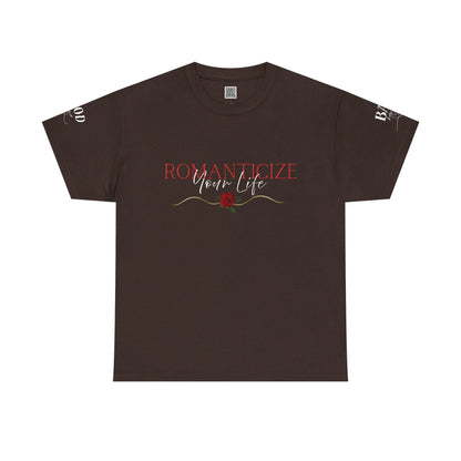 Feminine energy graphic T-shirt for women featuring motivational self-love message, soft life design, by Printify.