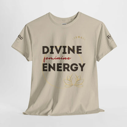 Spiritual empowerment T-shirt for women featuring a lotus graphic, promoting feminine energy and mindfulness, by Printify.