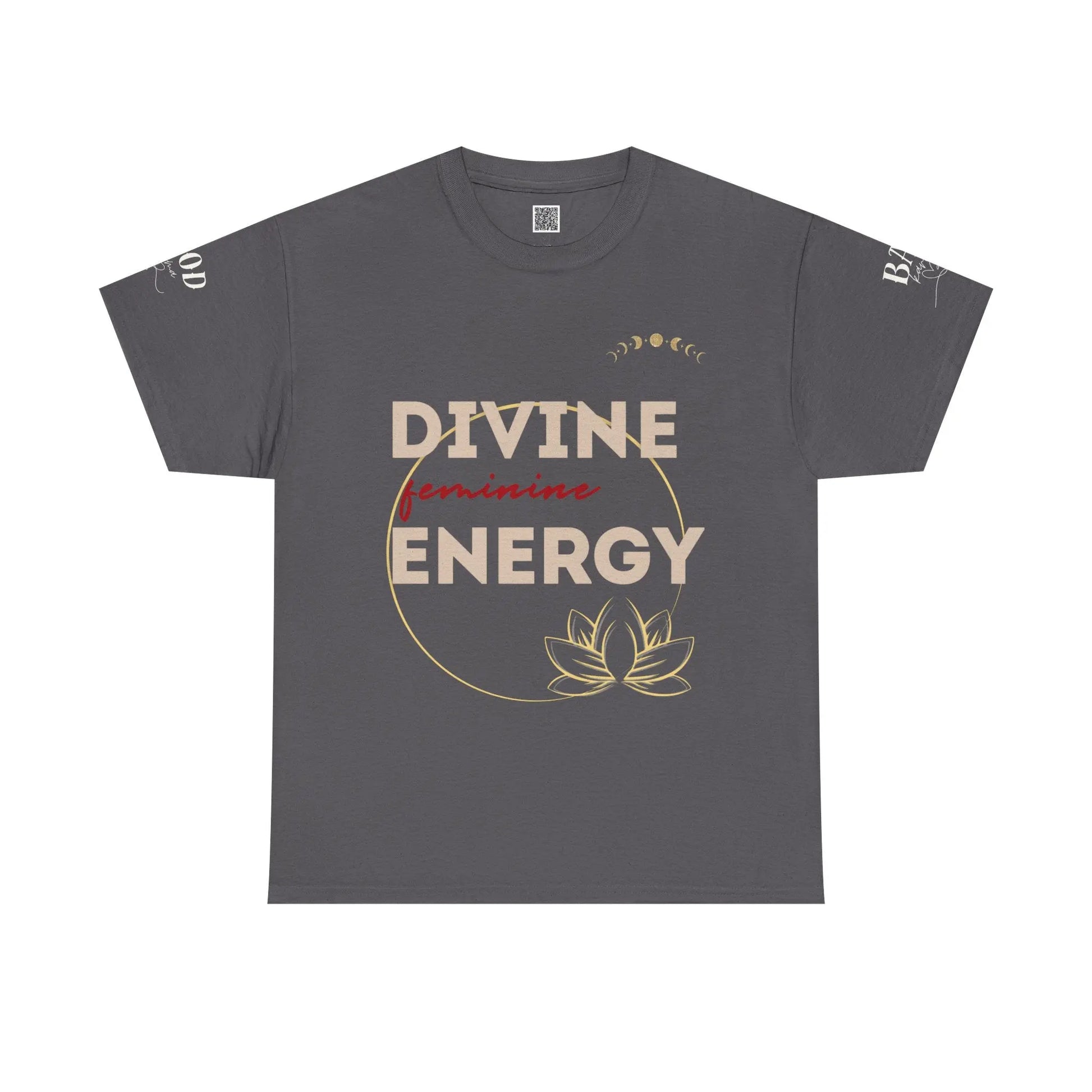 Printify Divine Feminine Energy T-shirt featuring a lotus graphic, ideal for yoga, mindfulness, and spiritual empowerment for women.