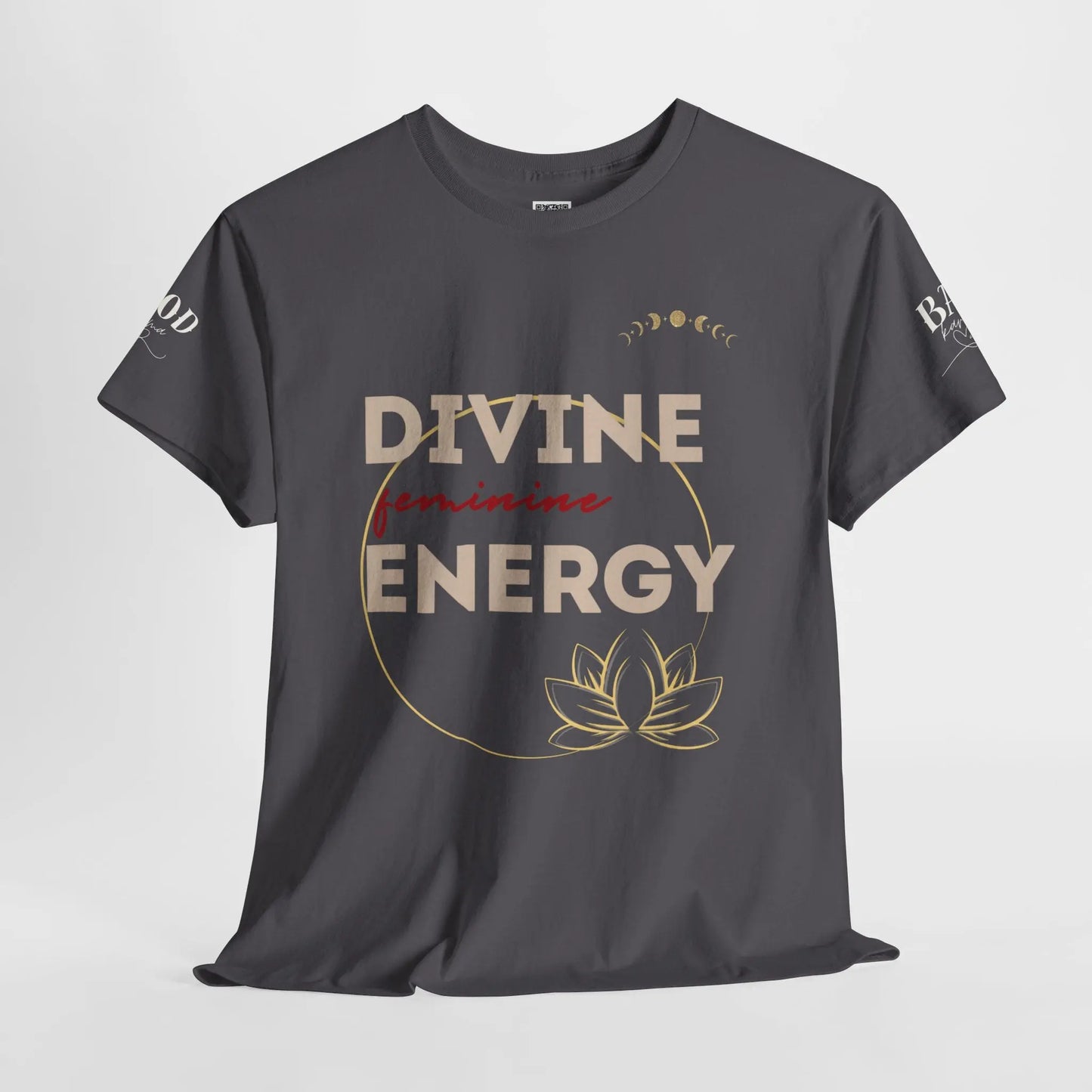Spiritual empowerment T-shirt for women featuring lotus design and feminine energy graphic, ideal for yoga and mindfulness.