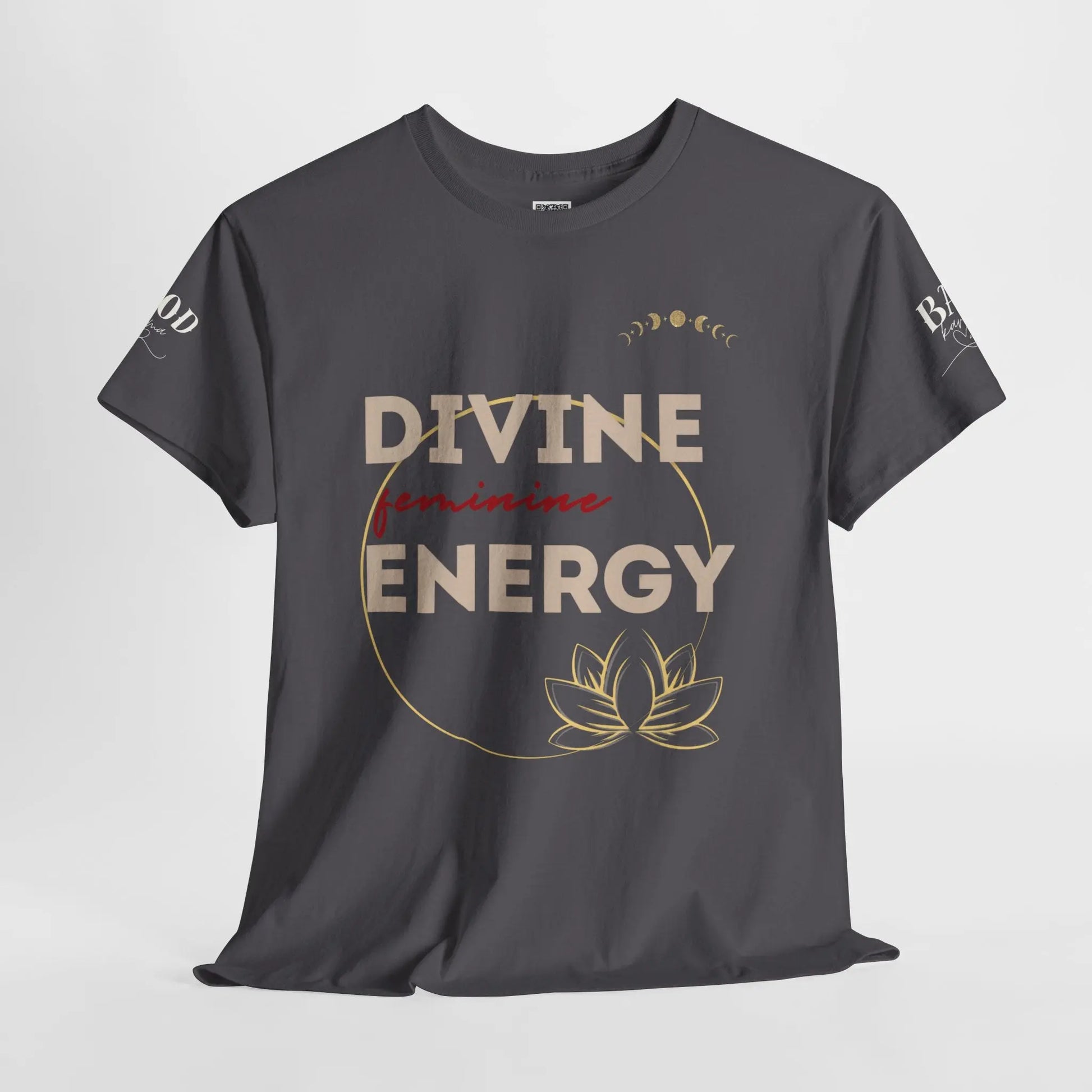 Spiritual empowerment T-shirt for women featuring lotus design and feminine energy graphic, ideal for yoga and mindfulness.