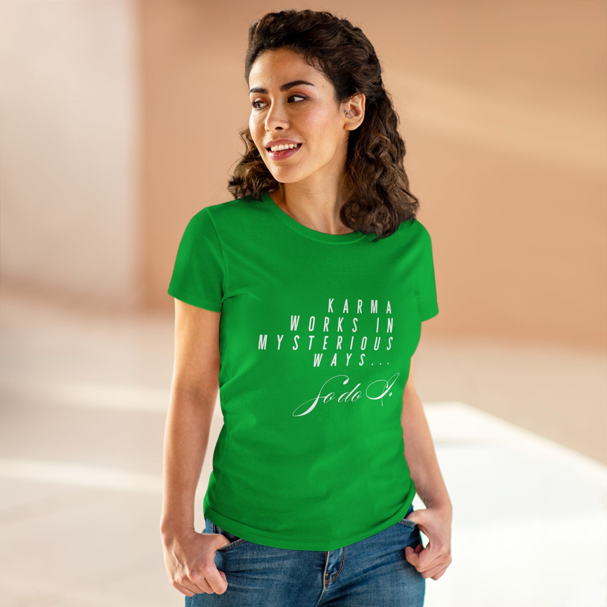 Karma Works Women's Tee, Inspirational Quote T-Shirt, Motivational Gift for Her, Casual Everyday Wear, Spiritual Style - My Store