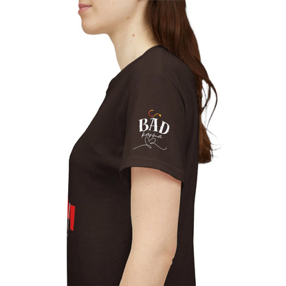 Women's "It’s Karma, Baby" graphic T-shirt by Printify featuring a spiritual and motivational design for empowerment.