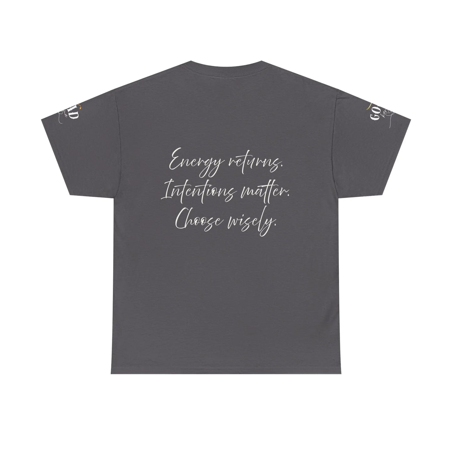 Women's "It's Karma, Baby" empowerment graphic T-shirt by Printify featuring motivational spiritual karma design.