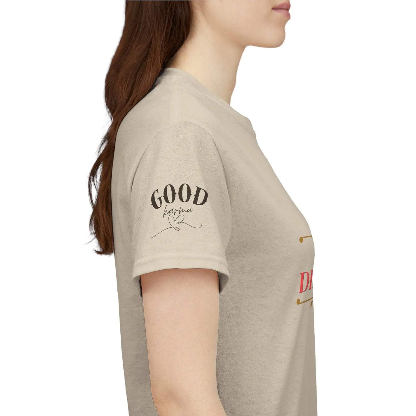 Women's motivational graphic T-shirt with "Motivation Fades. Discipline Stays." slogan, featuring empowerment design on a Printify tee.