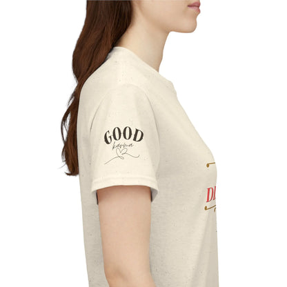 Women’s motivational graphic T-shirt with the quote "Motivation Fades. Discipline Stays." in bold print, showcasing empowerment and discipline.