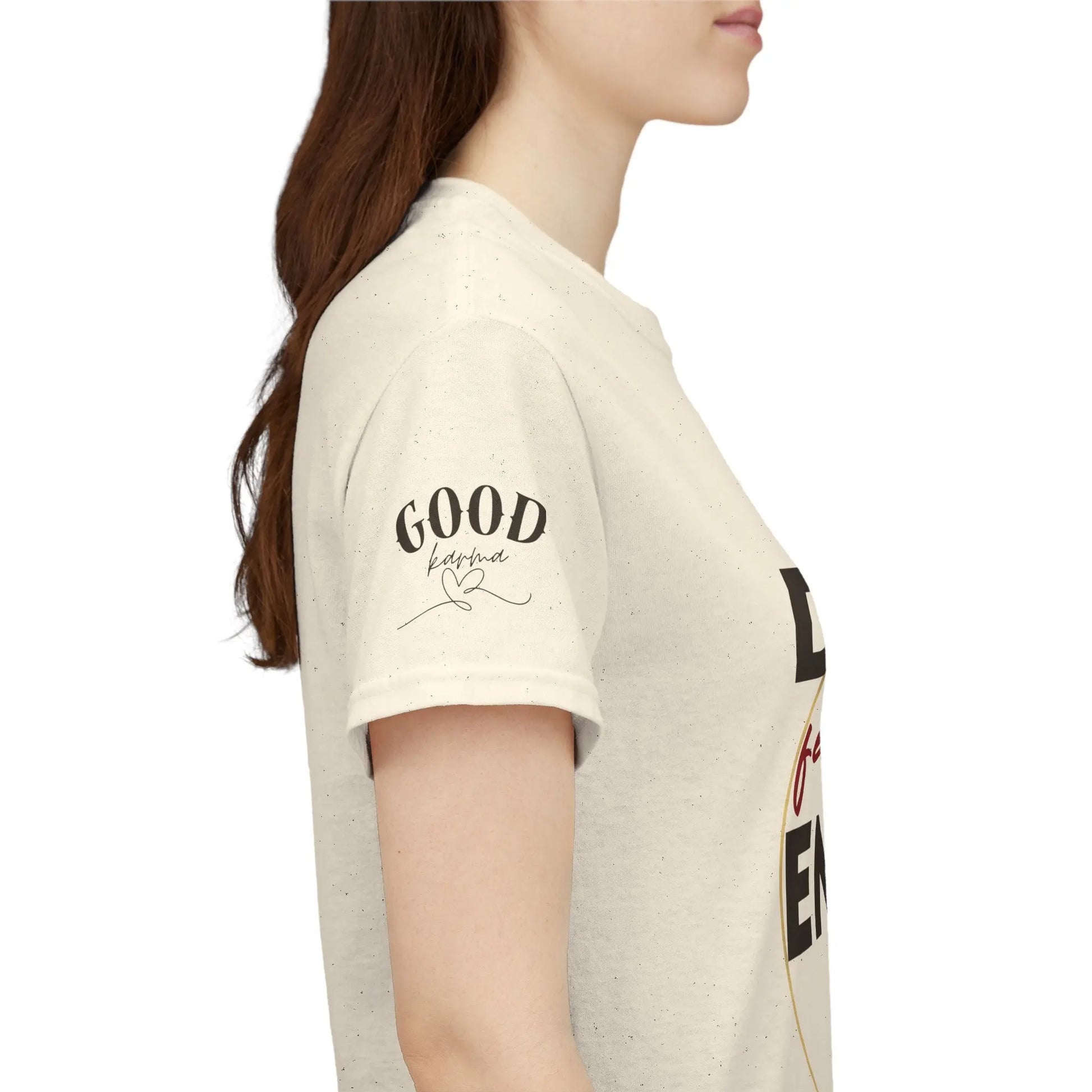 Spiritual empowerment women's T-shirt featuring lotus and feminine energy graphic, perfect for yoga and mindfulness.
