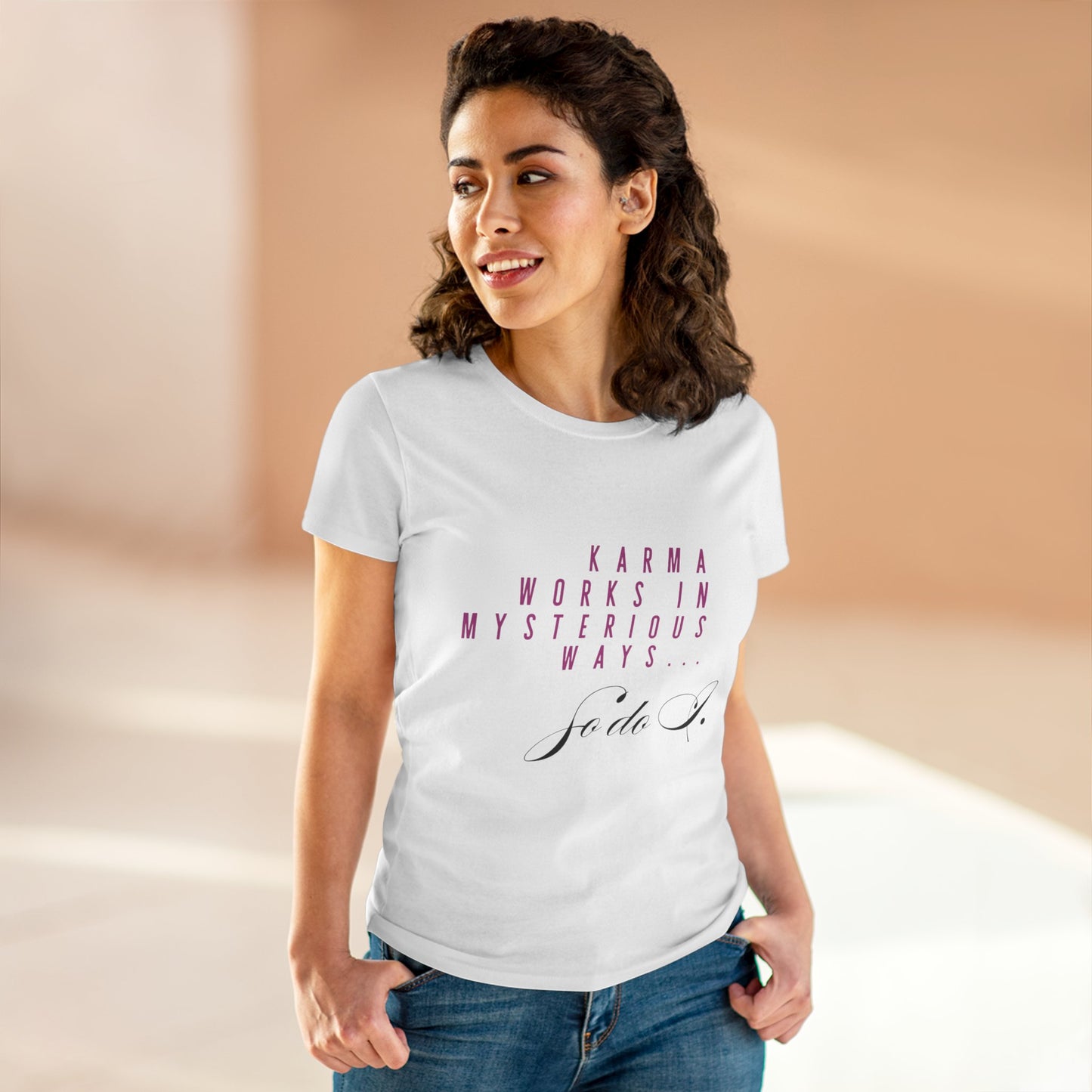 Karma Works Women's Tee, Inspirational Quote T-Shirt, Motivational Gift for Her, Casual Everyday Wear, Spiritual Style - My Store