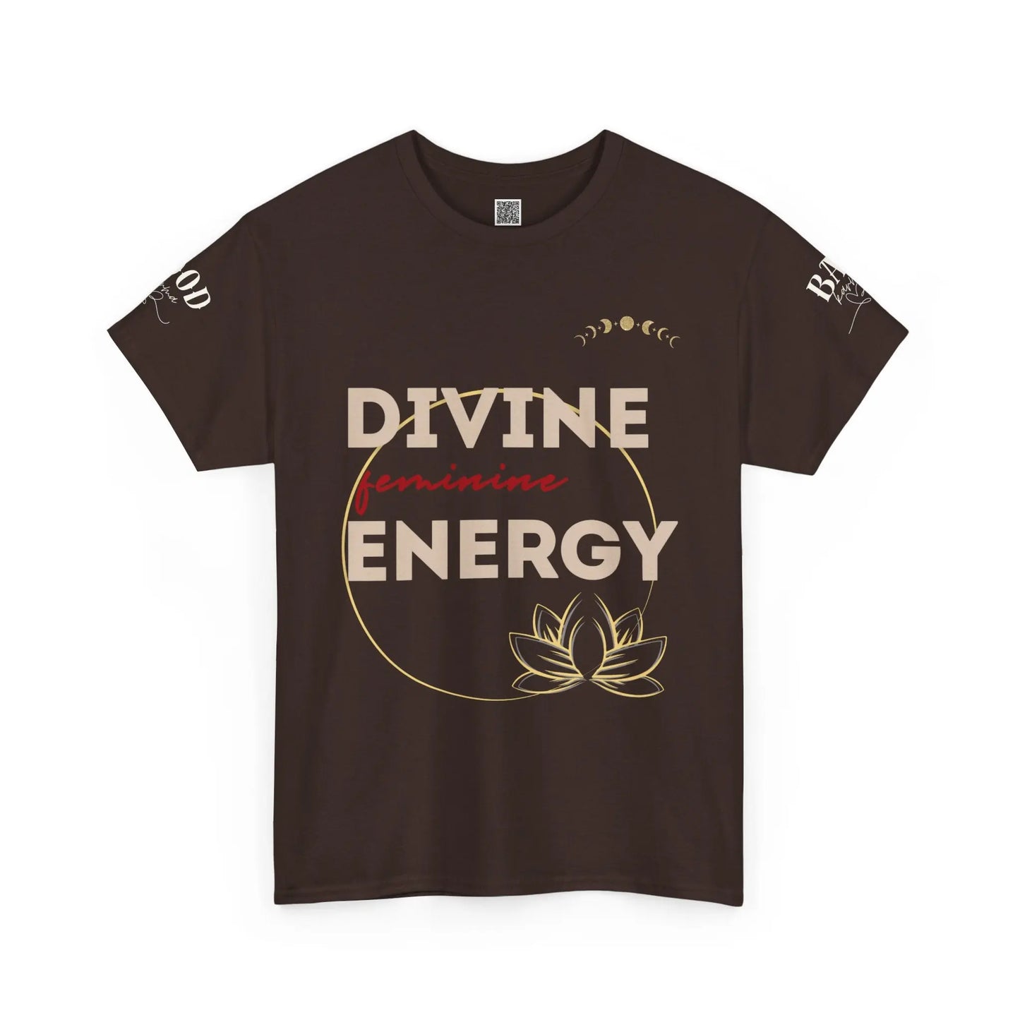 Printify women's spiritual T-shirt featuring lotus design and empowering feminine energy graphic for yoga and mindfulness.