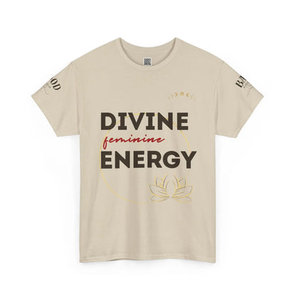 Black spiritual T-shirt for women featuring lotus design and feminine energy graphic, perfect for yoga and mindfulness.