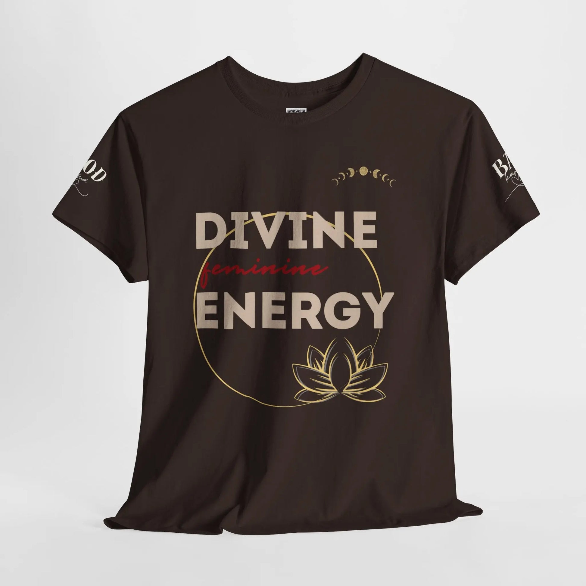 Printify divine feminine energy T-shirt featuring a lotus graphic design, perfect for yoga, mindfulness, and spiritual empowerment.