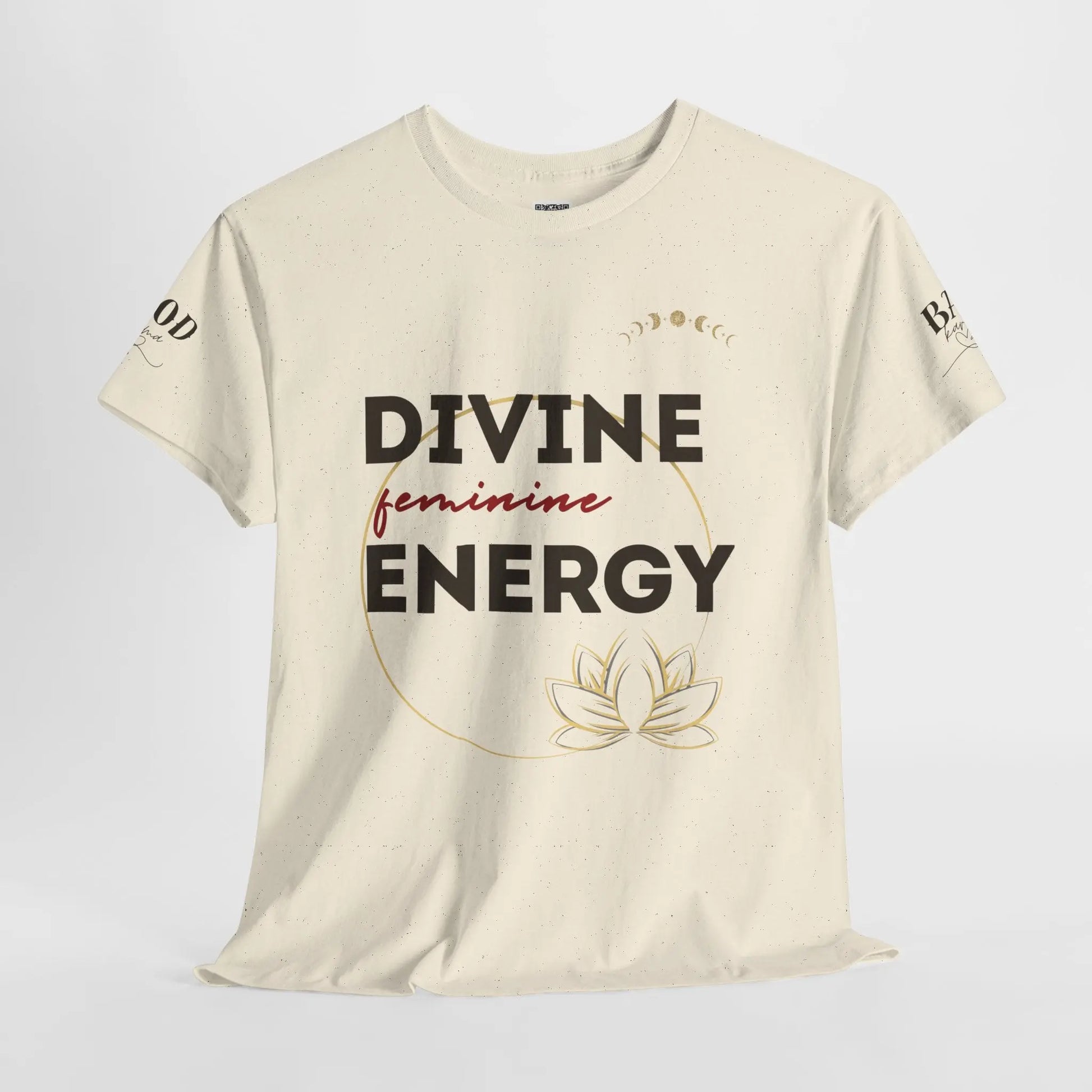Printify spiritual T-shirt featuring divine feminine energy and lotus graphic, perfect for yoga, mindfulness, and empowerment.