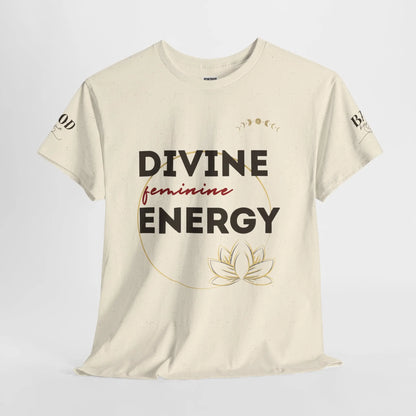 Printify spiritual T-shirt featuring divine feminine energy and lotus graphic, perfect for yoga, mindfulness, and empowerment.