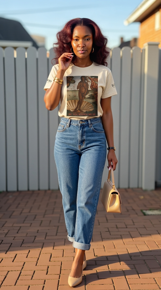 Be Your Own Muse” Renaissance Goddess T-Shirt | Empowerment Graphic Tee for Women | Inspirational Feminine Energy Shirt