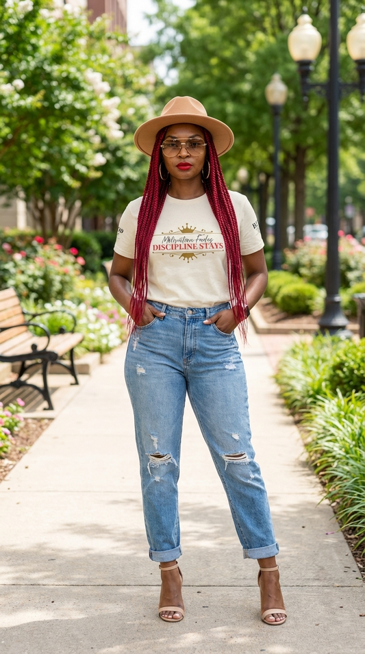 Motivation Fades. Discipline Stays. – Women’s Motivational Graphic T-Shirt | Empowerment Mindset Tee | Discipline Over Motivation Shirt