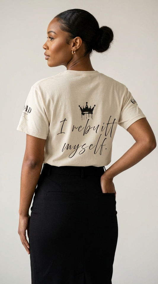 Built Queen T-Shirt — 'Built' Design with Crown Graphic | Built Different Women’s Graphic Tee | Motivational Empowerment Shirt | Discipline & Self Growth Apparel