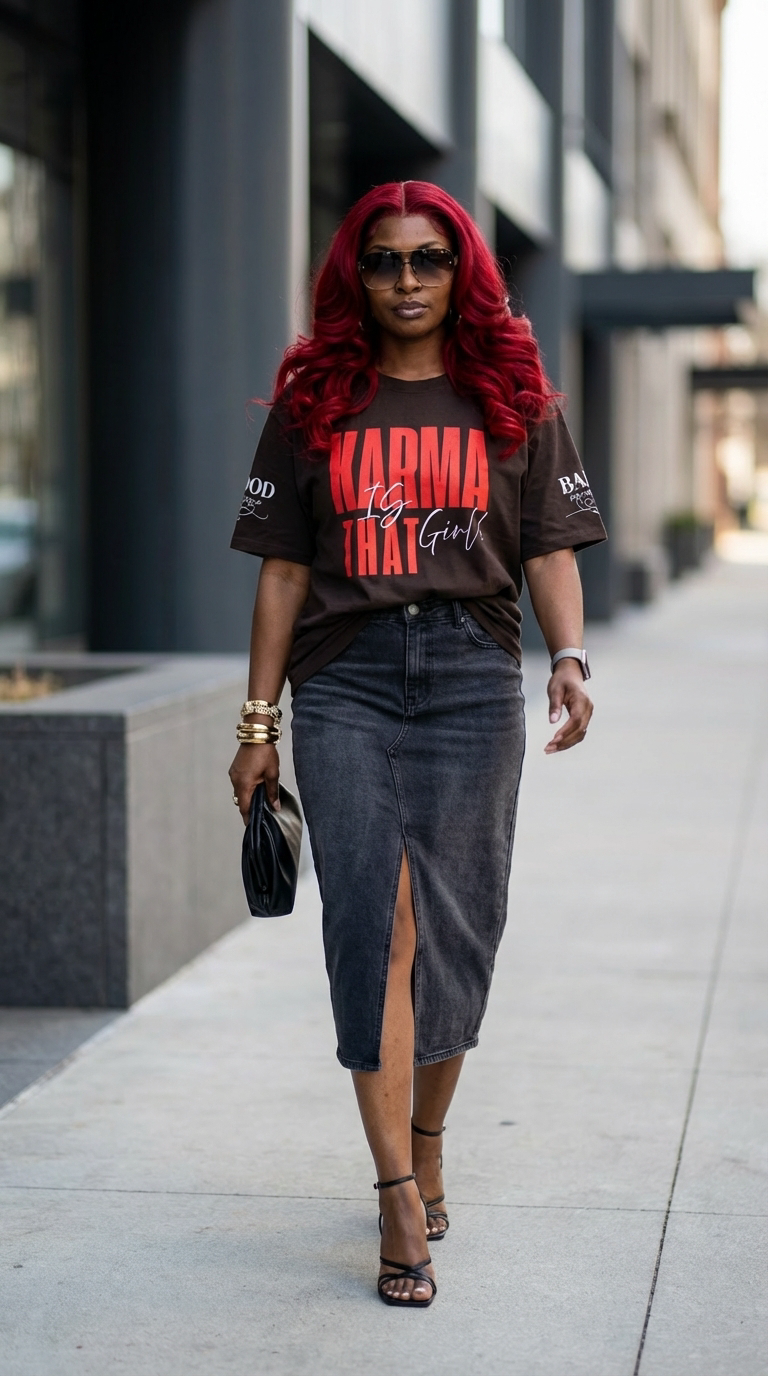 Karma Is That Girl Tee – Empowerment Graphic T-Shirt for Women | Motivational Statement Shirt