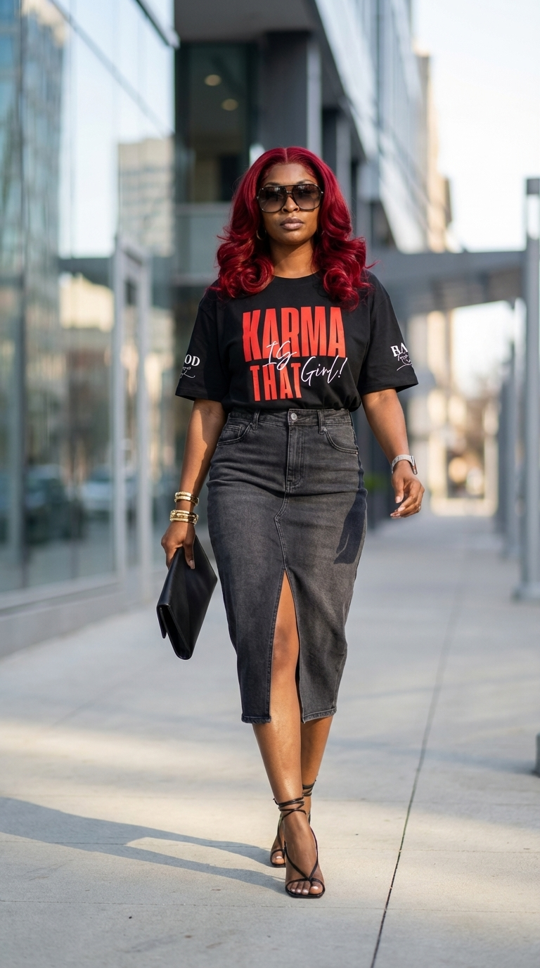 Karma Is That Girl Tee – Empowerment Graphic T-Shirt for Women | Motivational Statement Shirt