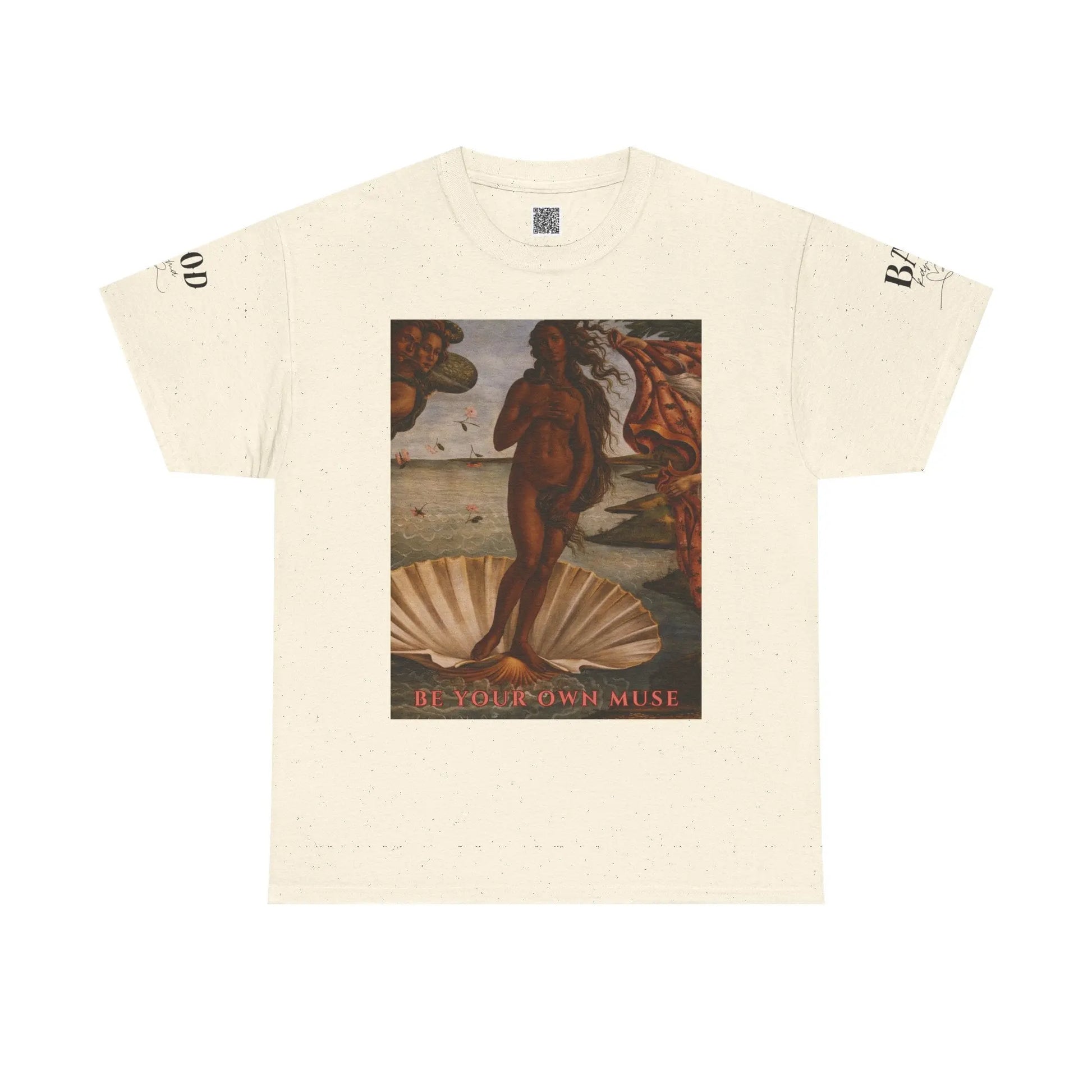 Women's Renaissance Goddess T-Shirt by Printify featuring empowering "Be Your Own Muse" graphic and inspirational feminine energy design.