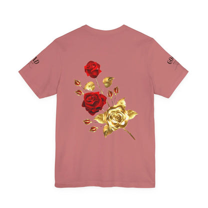 Soft pink "She Is The Occasion" empowering women's statement T-shirt by Printify featuring motivational self-love message.