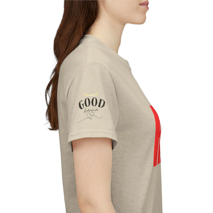 Women’s “It’s Karma, Baby” empowerment graphic T-shirt by Printify featuring motivational spiritual karma message on soft fabric.
