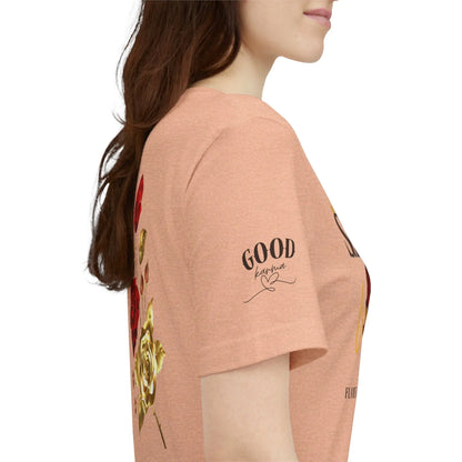 Soft pink "She Is The Occasion" women's motivational T-shirt by Printify with empowering self-love message and luxury aesthetic.