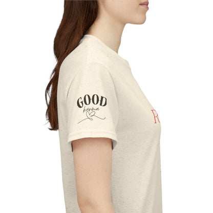 Feminine energy graphic T-shirt for women with inspiring self-love and soft life motivational design by Printify.