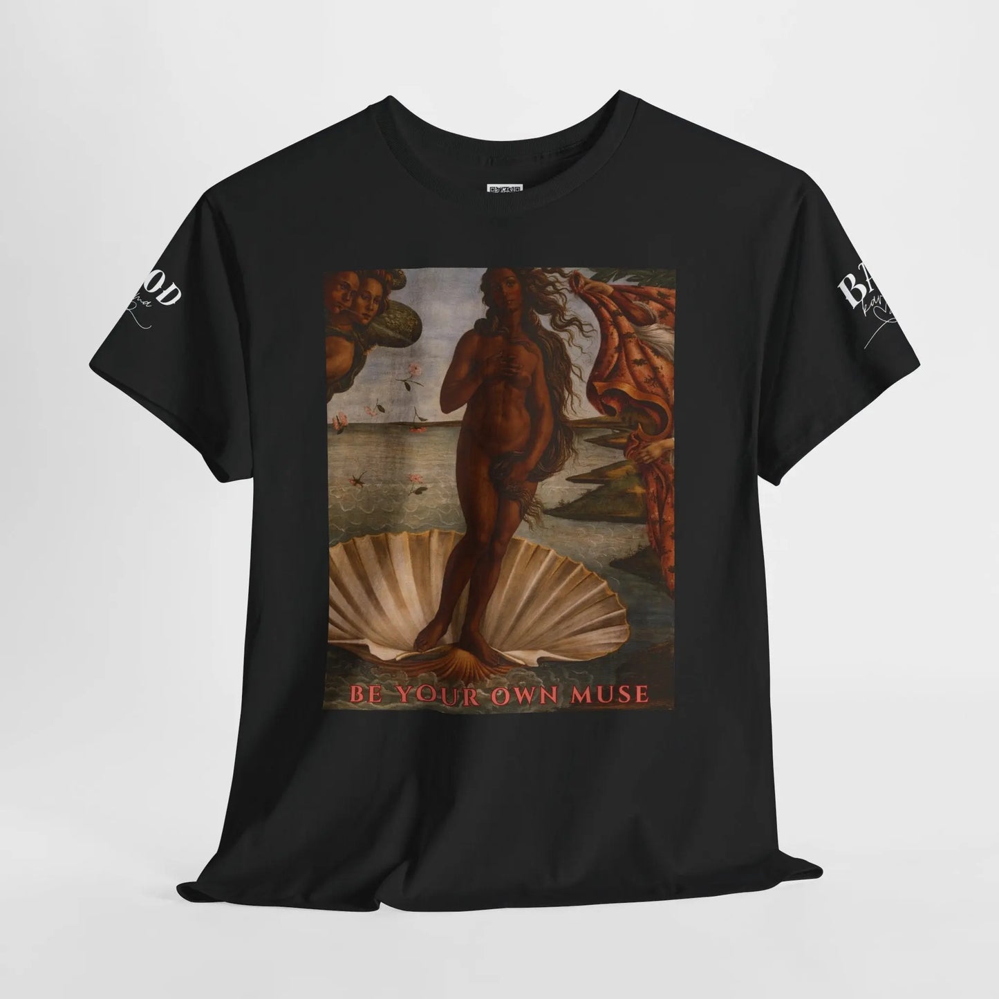 Women’s Renaissance Goddess T-shirt by Printify featuring empowering "Be Your Own Muse" graphic and inspirational feminine energy design.