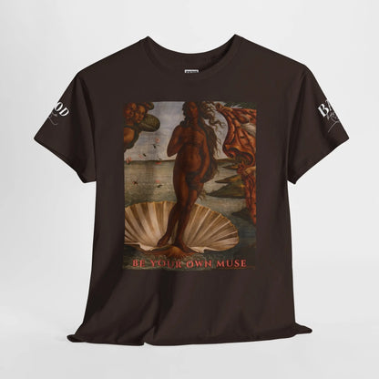 Printify "Be Your Own Muse" Renaissance Goddess T-Shirt for women featuring empowering feminine energy and inspirational graphic design.