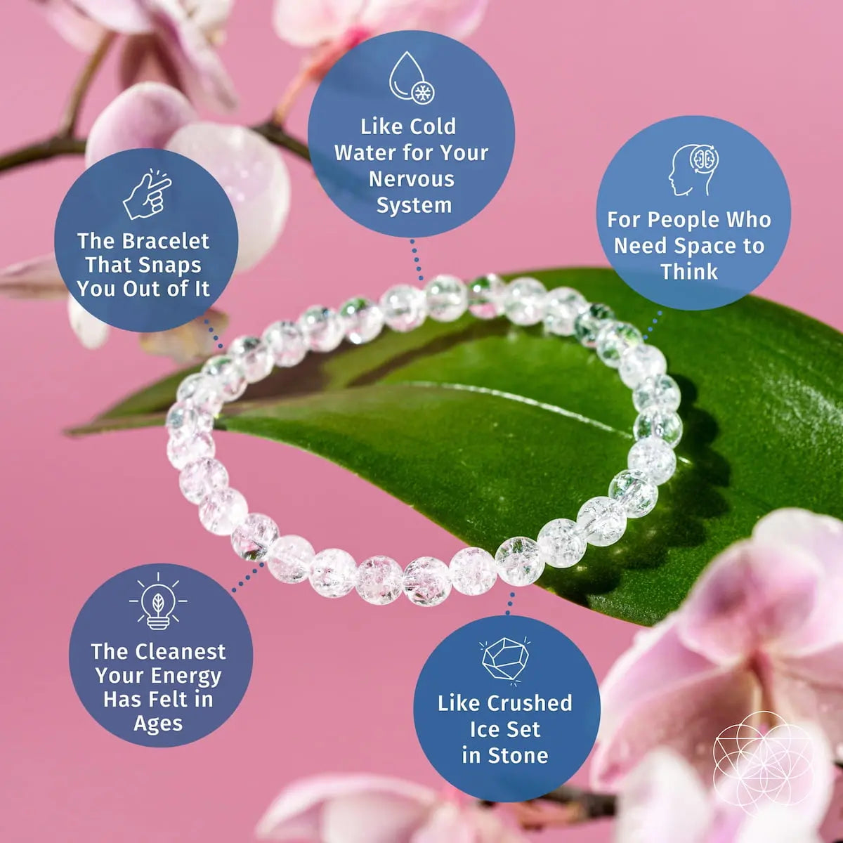 Conscious Items Emotional Ice Bath Quartz bracelet with 6mm beads, featuring a sleek design and natural gemstone appearance.