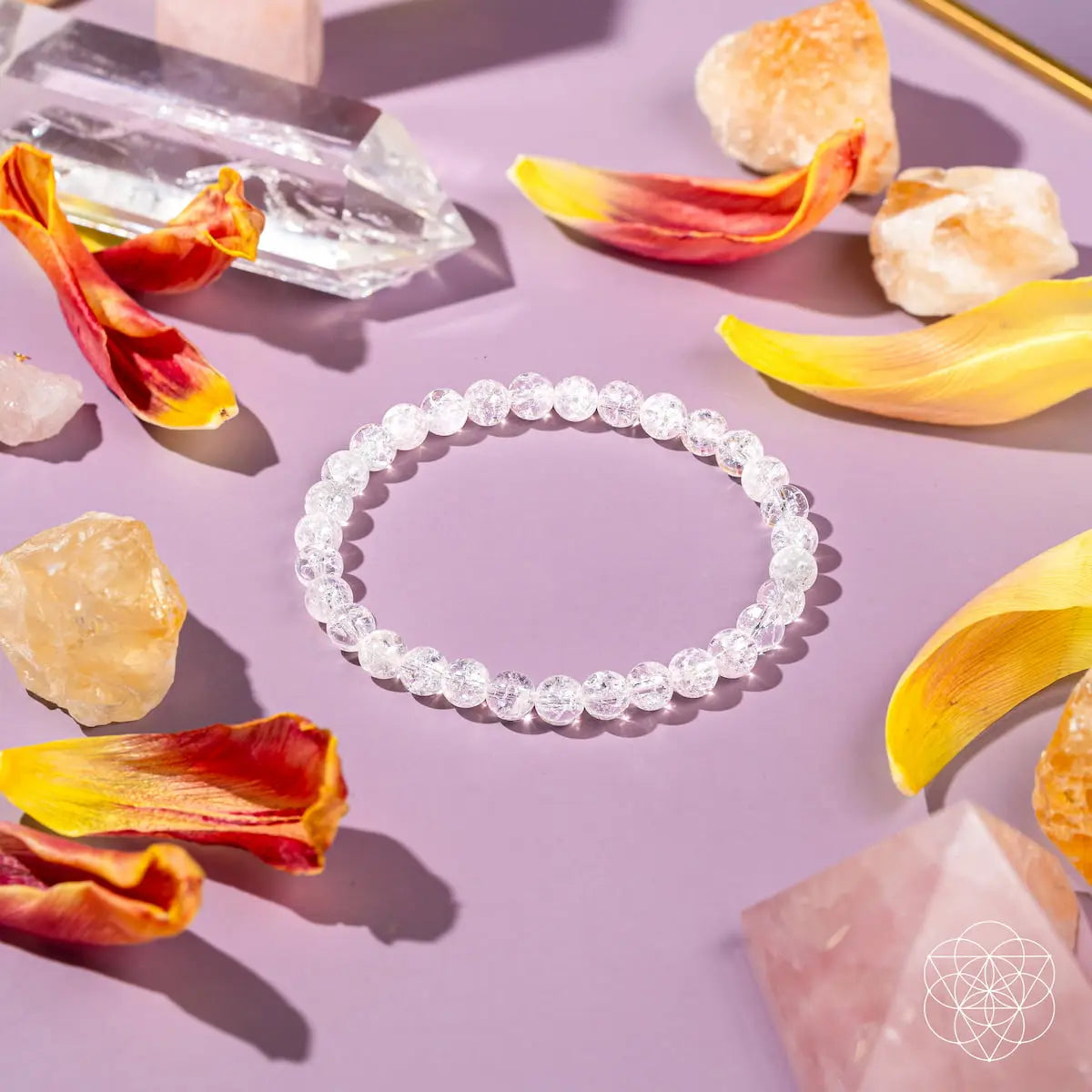 Conscious Items Emotional Ice Bath Ice Quartz bracelet with 6mm beads, showcasing the bracelet's design and icy blue gemstone beads.