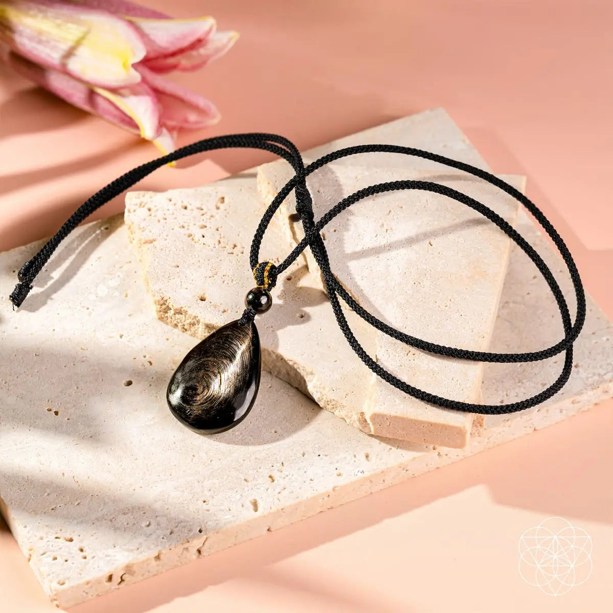 Hypersthene Millionaire Manifestation Pendant necklace by Conscious Items featuring a polished Hypersthene stone on a silver chain.