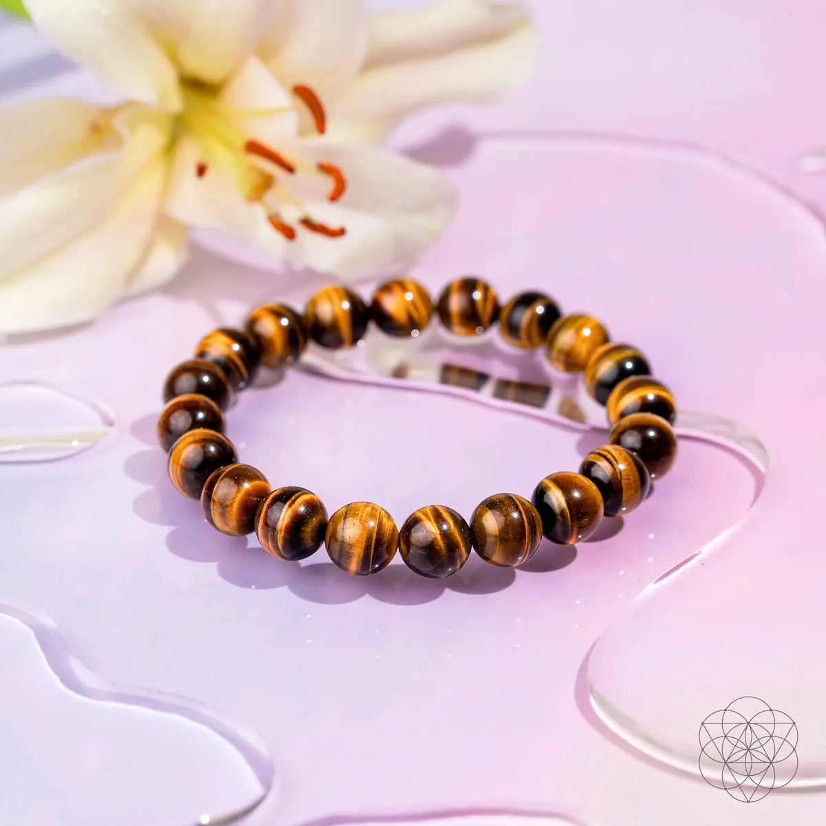 Conscious Items built to win 7A grade tiger’s eye bracelet showcasing polished tiger’s eye beads on a stretch cord.