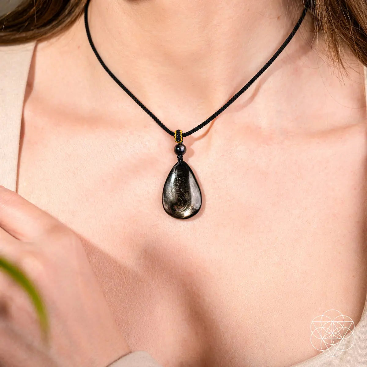 Hypersthene Millionaire Manifestation Necklace by Conscious Items with a smooth polished pendant on a delicate chain.