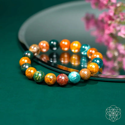 Ocean Jasper bracelet from Conscious Items with smooth, polished beads arranged in a stylish, calming jewelry piece.