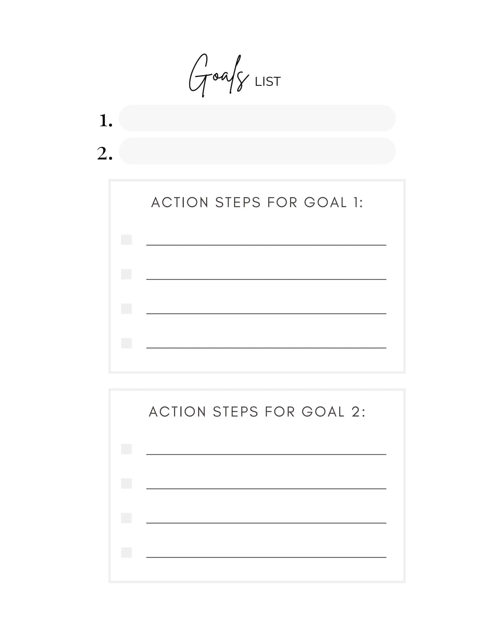 Love, Karma Marie Attitude of Gratitude 90 Day Planner with Goals page showing daily gratitude and goal-setting sections.