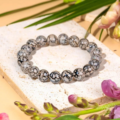 River agate bracelet from Conscious Items featuring smooth, natural stone beads with calming tones and a stylish design.