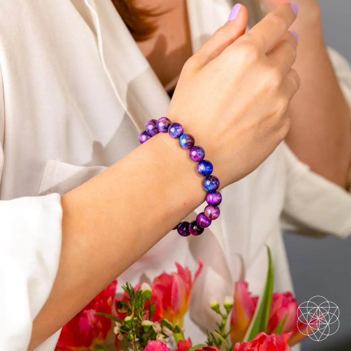 All-Galaxy Tiger’s Eye bracelet from Conscious Items, featuring a celestial-inspired design with polished tiger's eye stones.