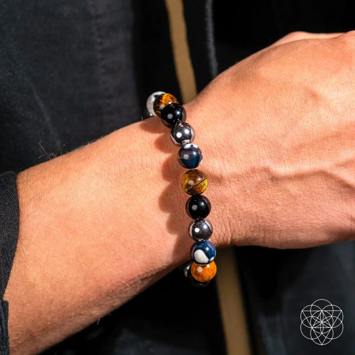 Conscious Items Orca’s Armor Triple Protection & Healing Bracelet featuring black beads and silver accents, designed for protection and wellness.